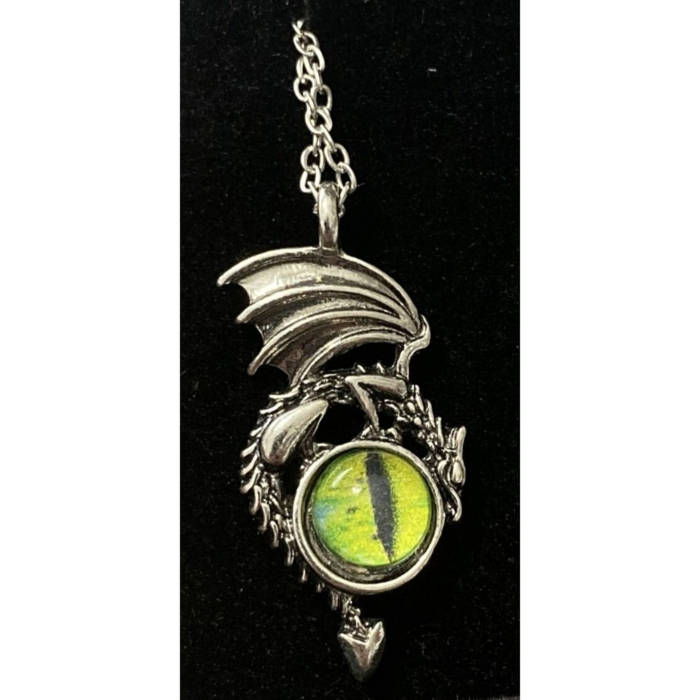 Dragon On A Green Eye Dragon Pendant Necklace 17”-18”